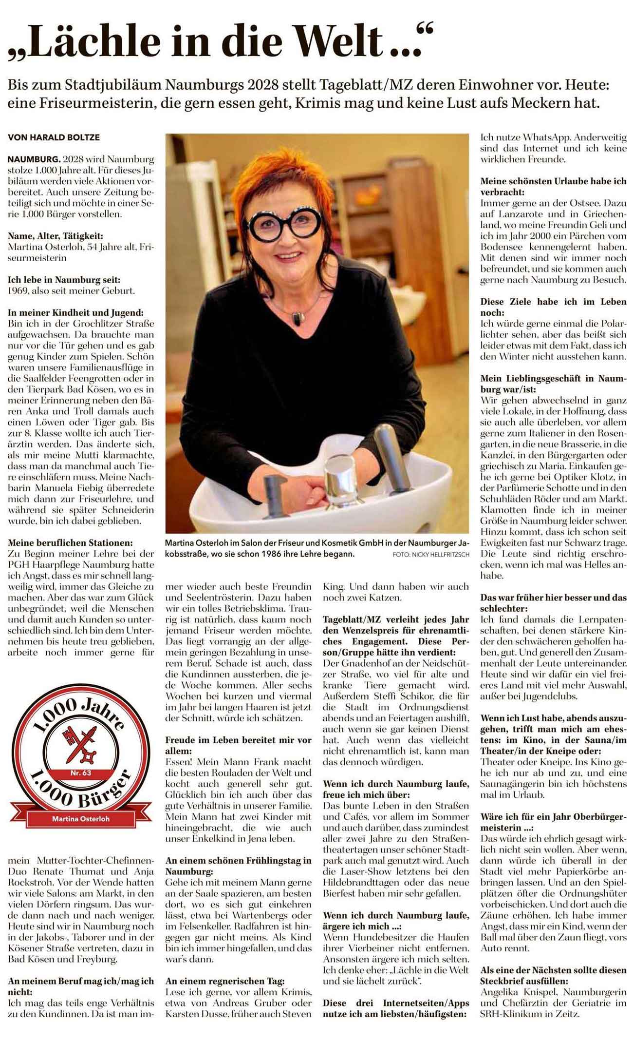 Namburger Tageblatt. Martina Osterloh: "Lächle in die Welt"