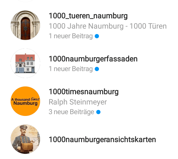 Aktuelle Instagram Accounts zu "1000 mal Naumburg"-Formaten