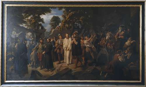 “Thomas Müntzers letzter Gang”. Gemälde von Friedrich Matersteig, 1851, Rathaus Naumburg. Link zum Beitrag